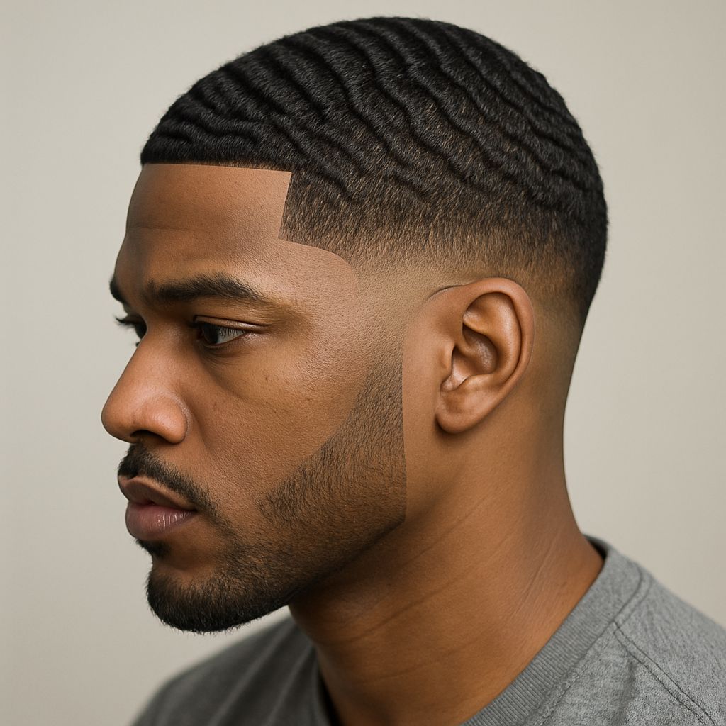 360 waves masculin avec taper fade arrondi